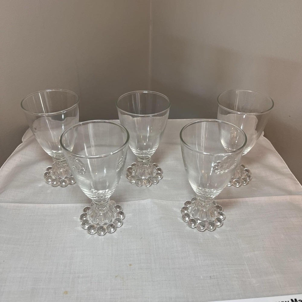 Vintage Anchor Hocking Berwick Boopie Bubble 4" Wine Glasses Goblets Set Of 5 - Picture 3 of 6